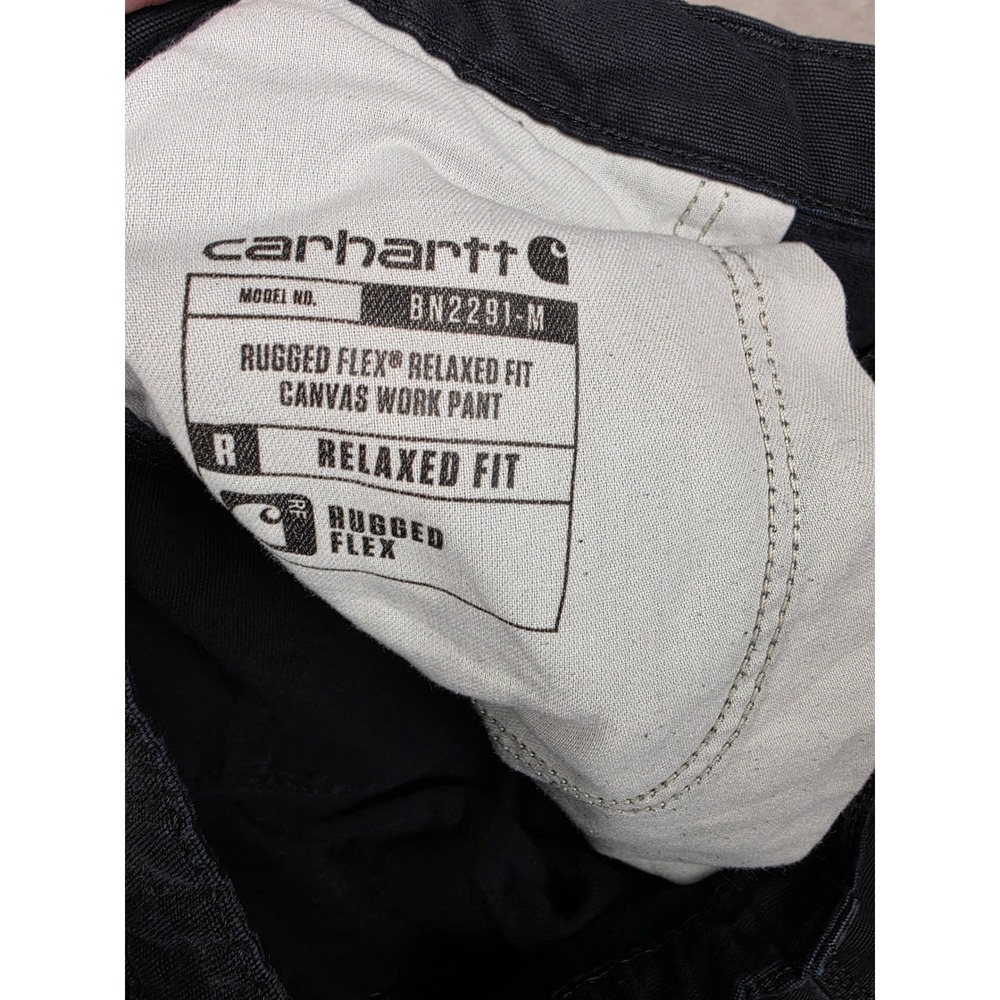 Carhartt Rugged Flex Relaxed Canvas Work Pants Mens 40x30 Black BN2291 Utility - Picture 4 of 11